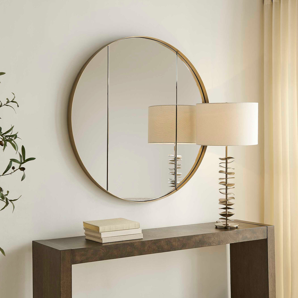 Amram Antique Brass Round Mirror