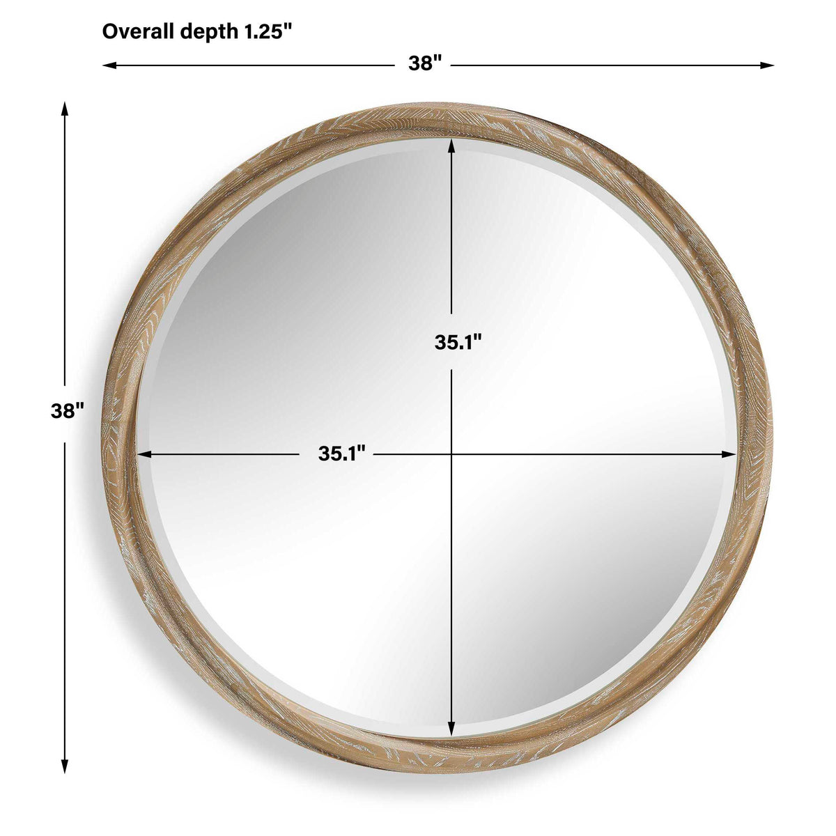 Landry Round Light Wood Mirror