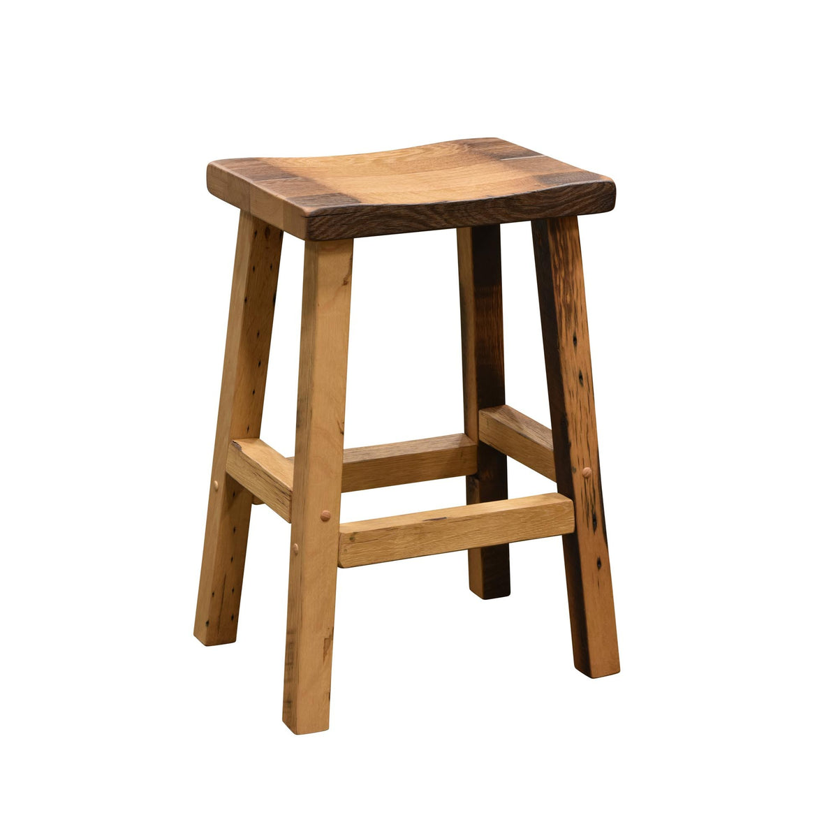 Barnwood Barstool Scooped Seat