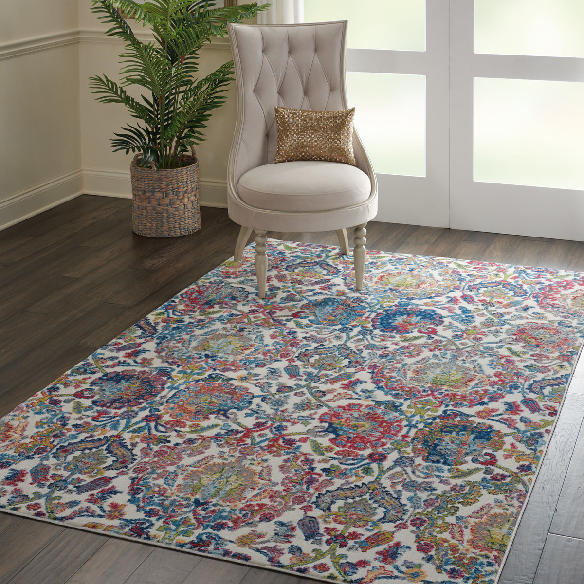 Ankara Global ANR06 Ivory Blue Rug