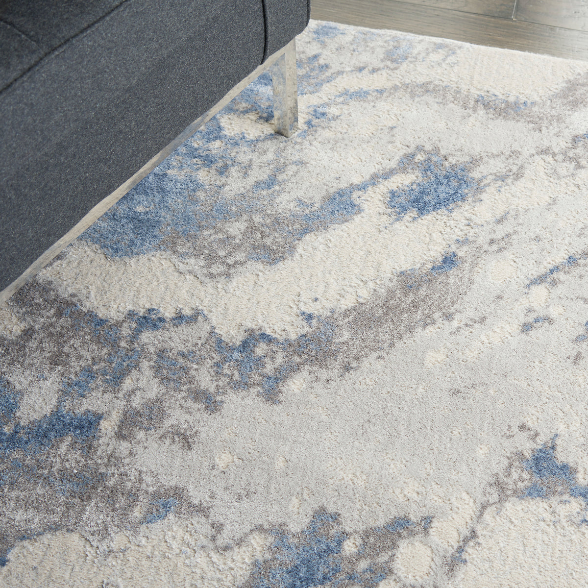 Silky Textures SLY03 Blue Ivory Grey Rug