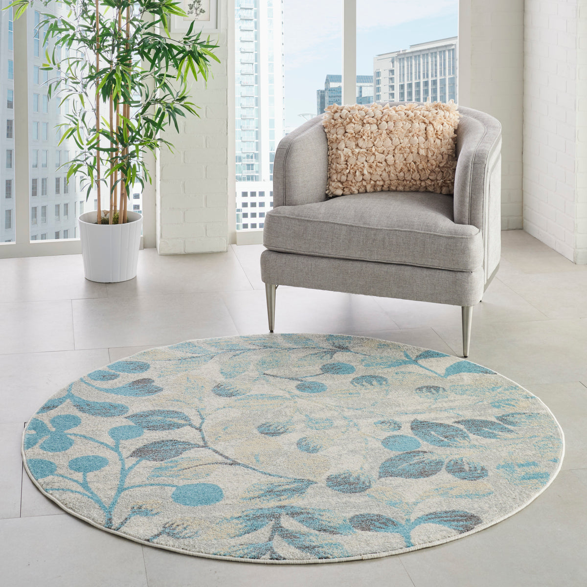 Tranquil TRA03 Ivory/Turquoise Rug