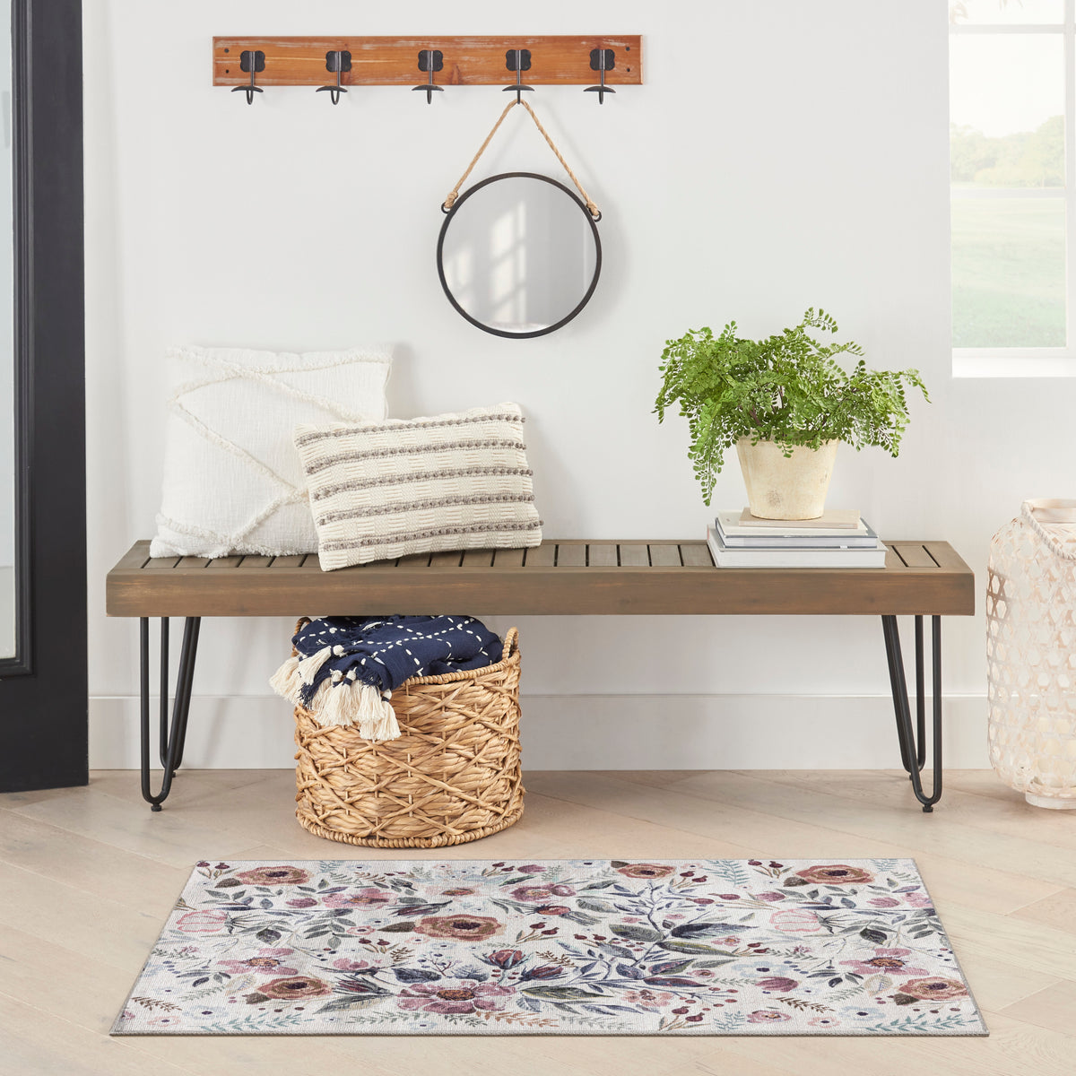 Nourison Washables NWB01 Ivory Pink Rug