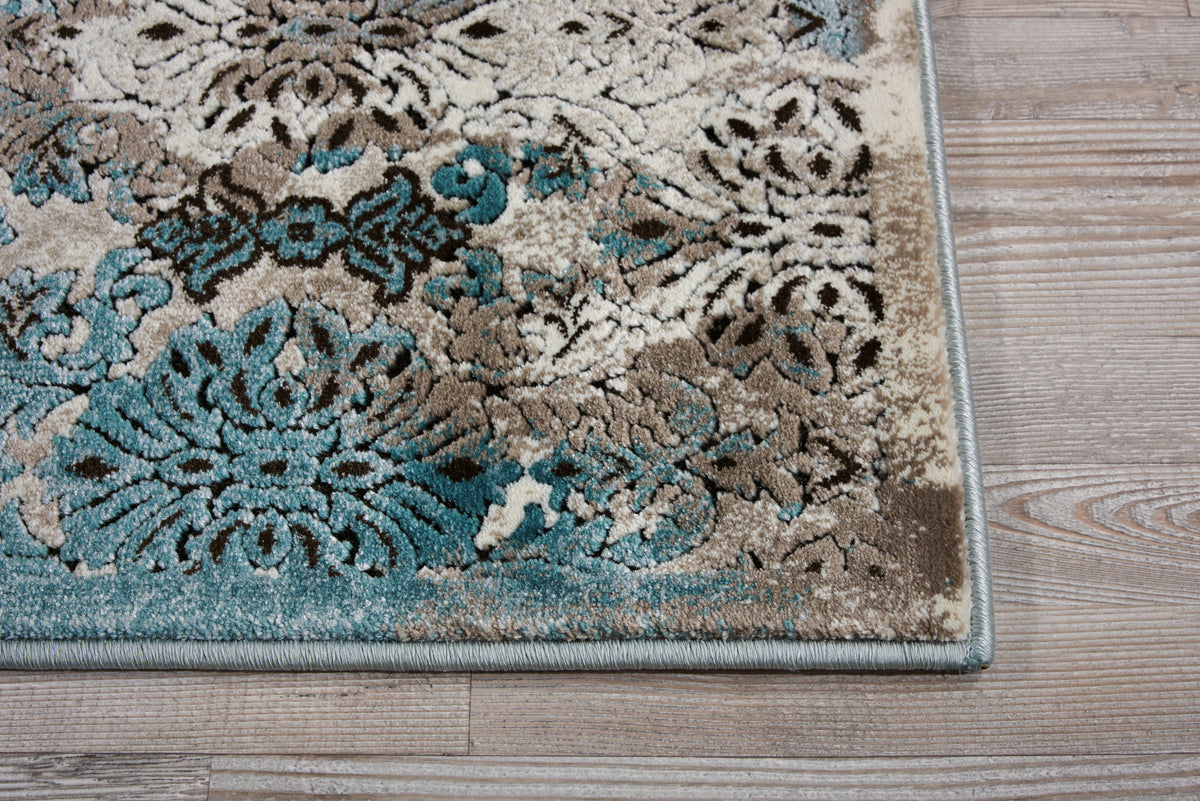 Karma KRM05 Ivory/Blue Rug