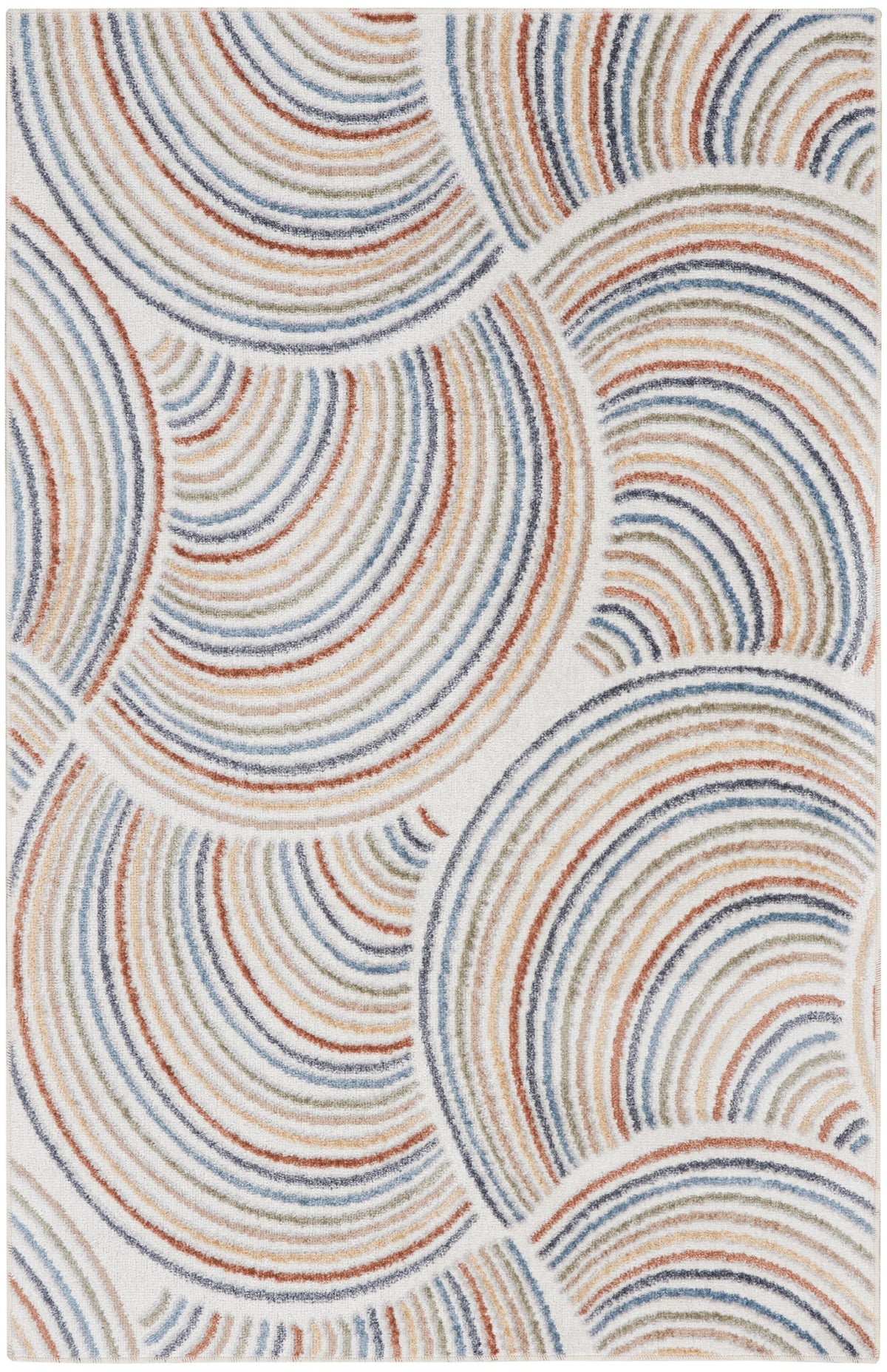 Astra Machine Washable ASW08 Ivory Multicolor Rug