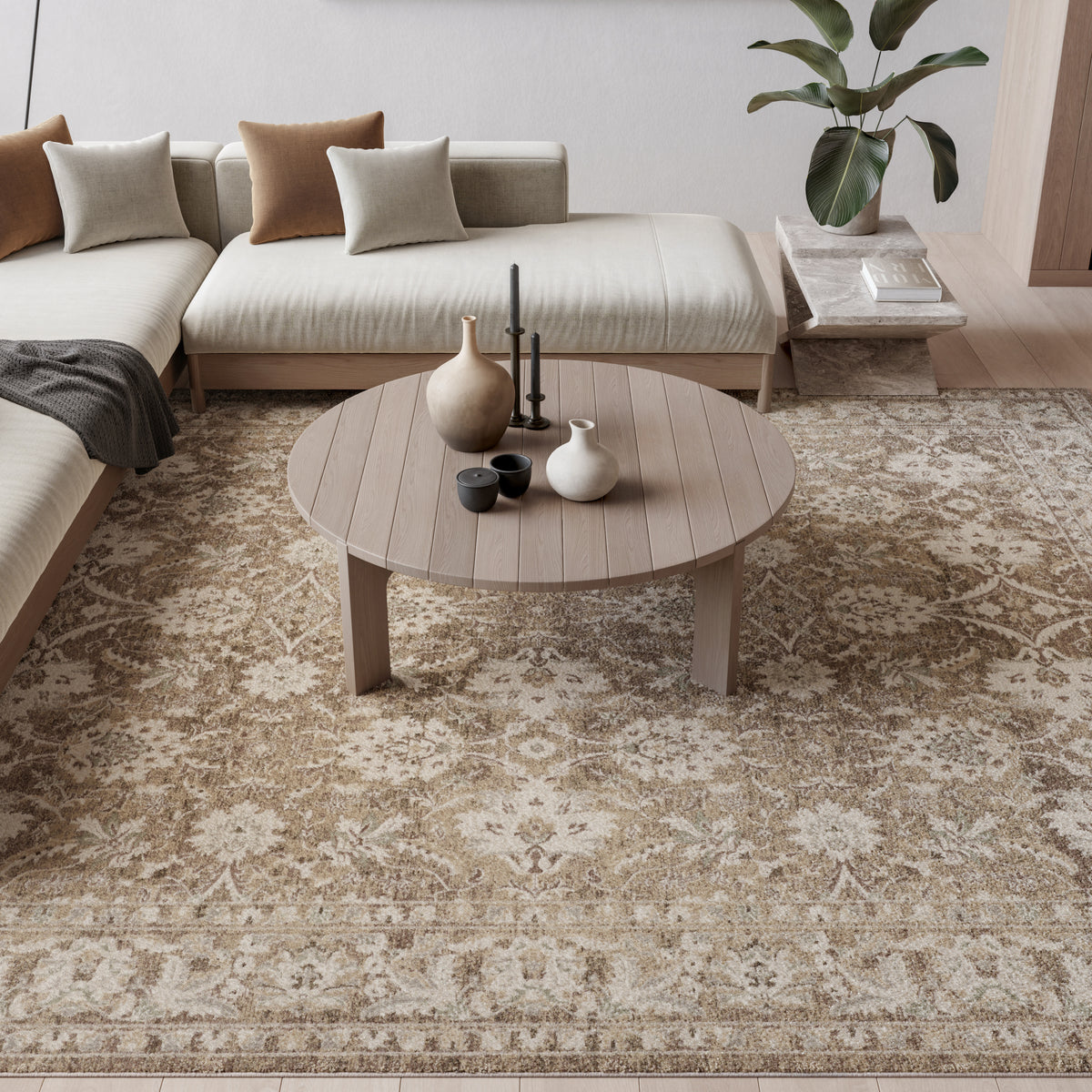 Soft Mist SMI04 Mocha Ivory Rug