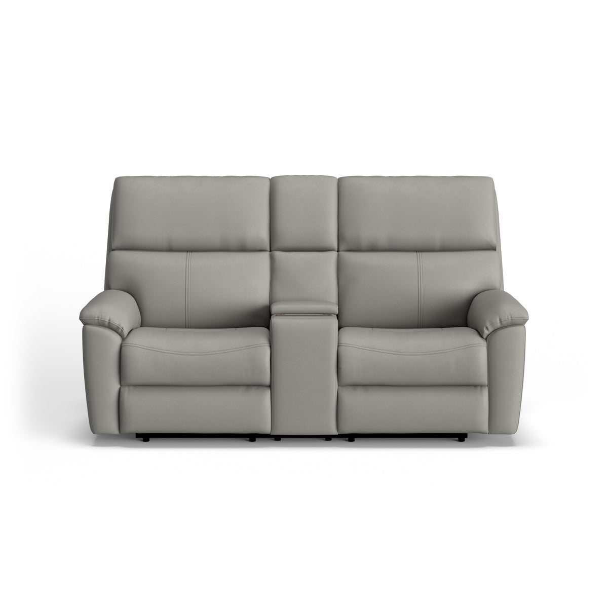 Porter Leather Power Reclining Loveseat with Console, Power Headrest, & Lumbar