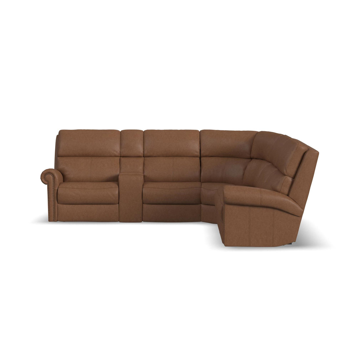 Bernard Leather Power Reclining Sectional w/ Power Headrest & Lumbar (B3871-SECTL)