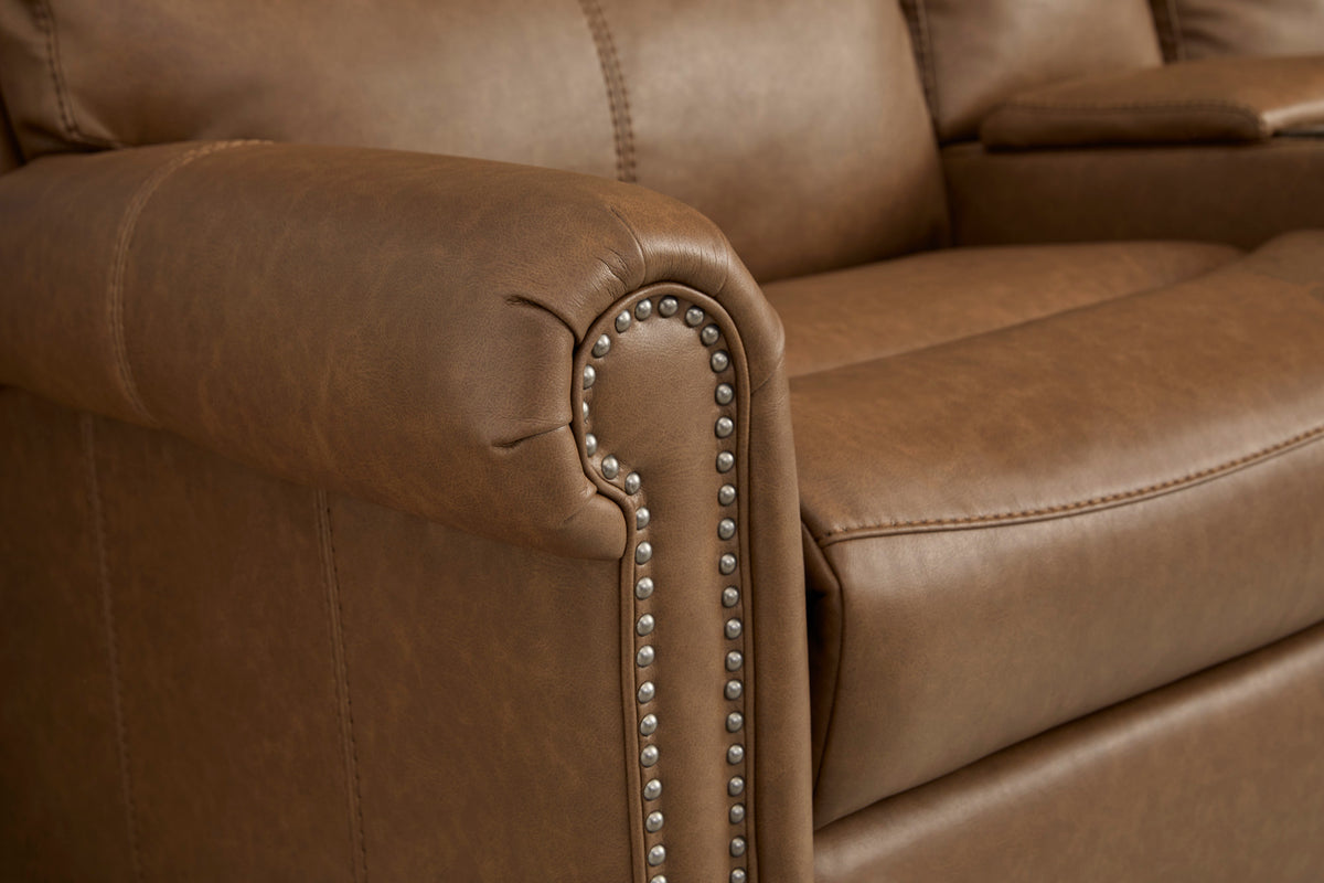 Bernard Leather Power Reclining Sectional w/ Power Headrest & Lumbar (B3871-SECTL)