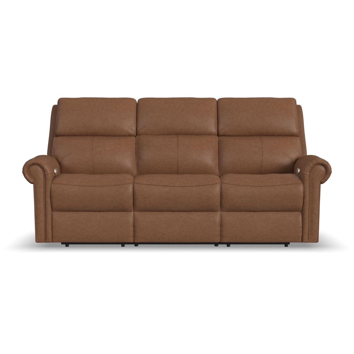 Bernard Leather Power Reclining Sofa with Console, Power Headrests & Lumbar