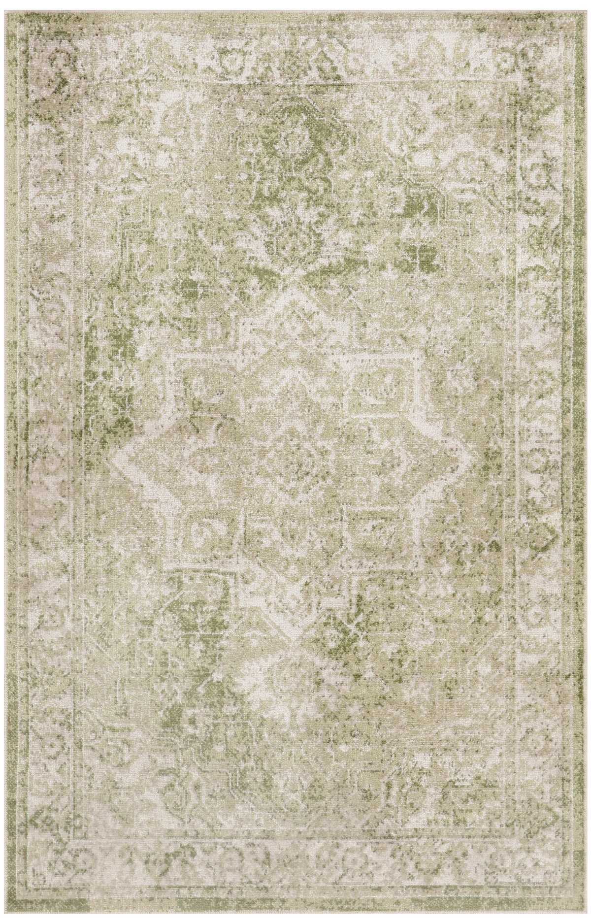 Astra Machine Washable ASW12 Ivory Green Rug