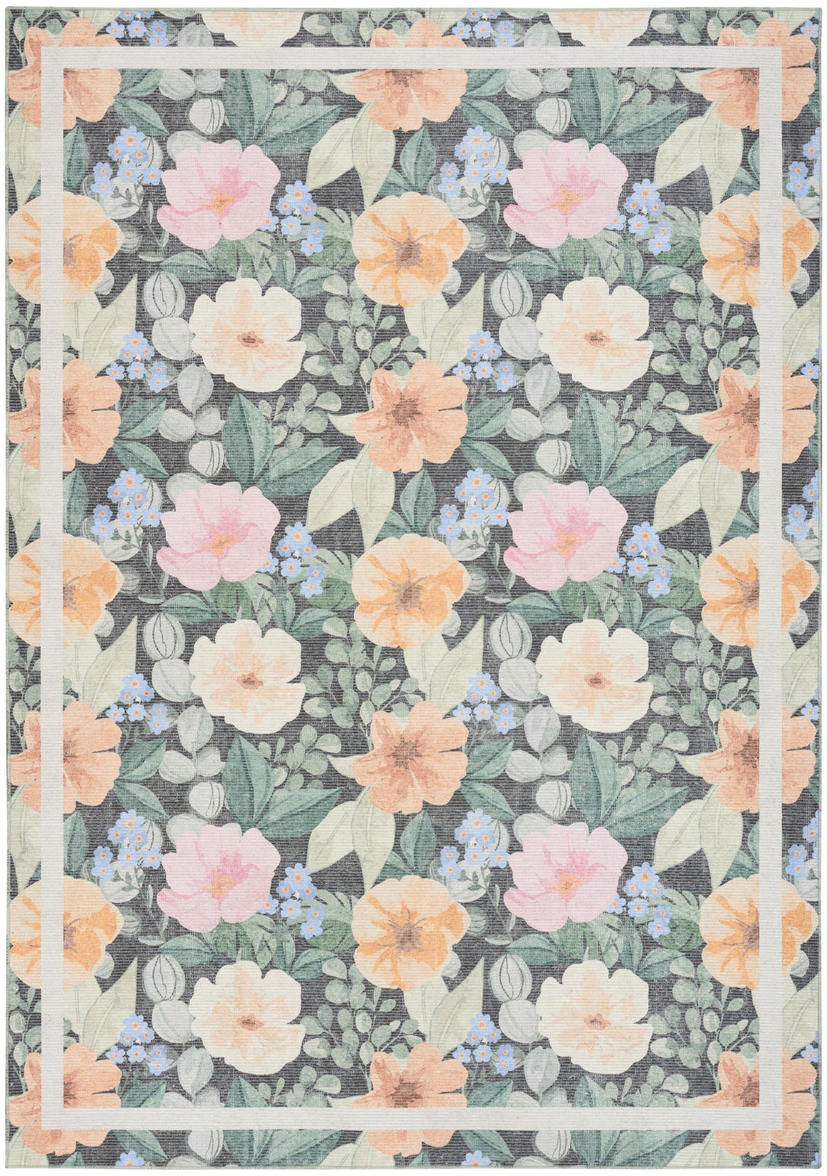 Botanical Washables BOT01 Charcoal Multicolor Rug