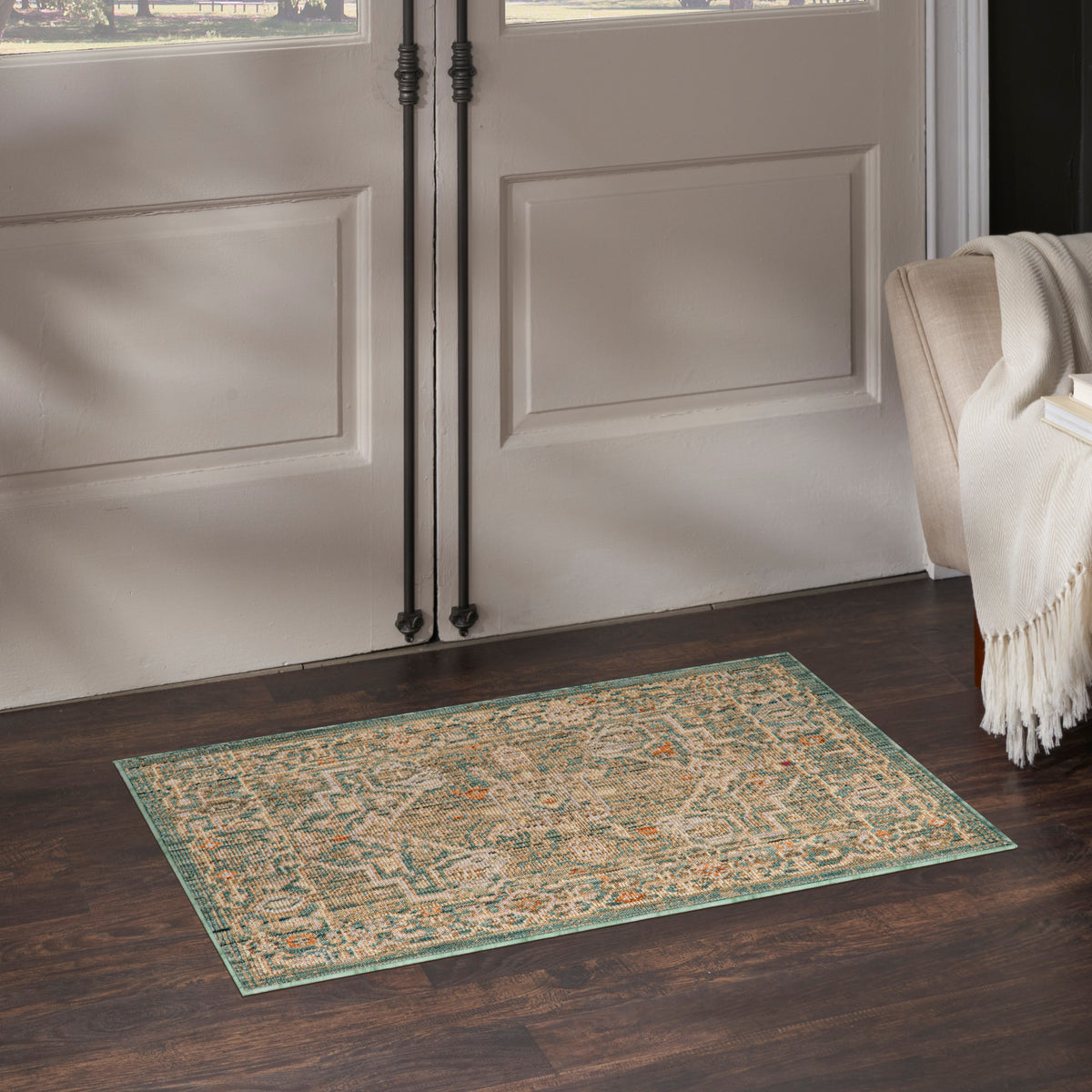 Antique Bloom ANB03 Teal Rug