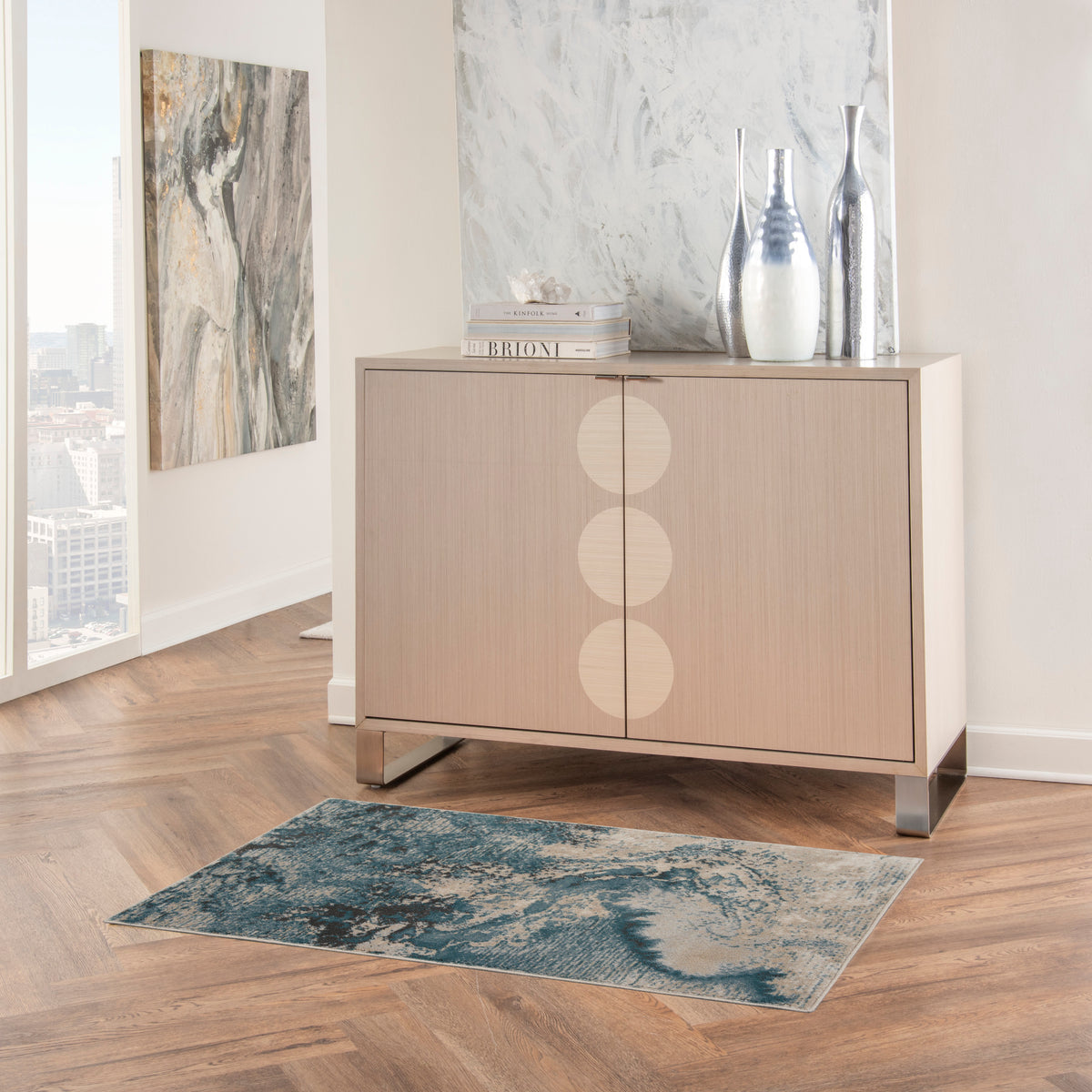 Maxell MAE08 Ivory/Teal Rug