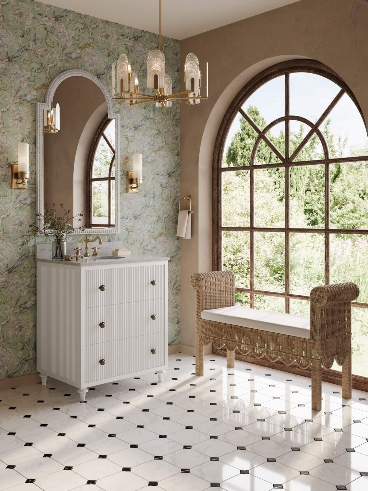 Kraton Single Vanity in True White w/ Sink & Marble Top