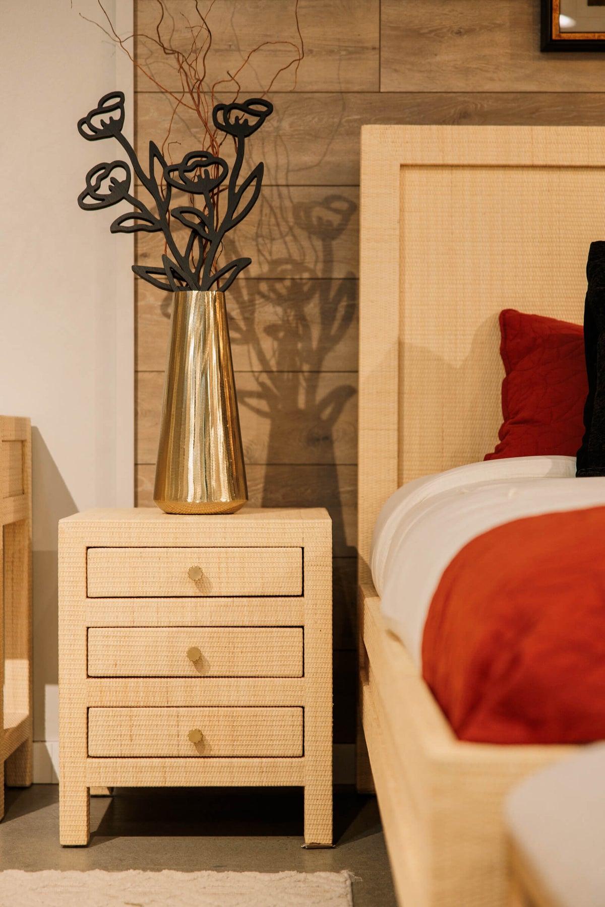 Kagu End Table Wrapped in Natural Rattan
