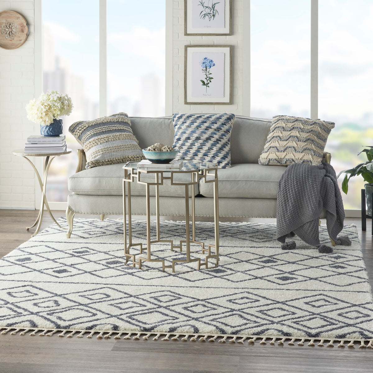 Serenity Shag SRS02 Ivory/Slate Rug