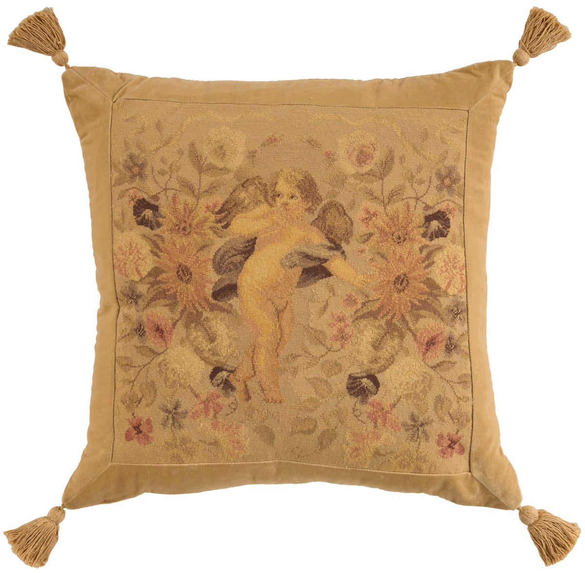 Vintage Pillow V8073 Beige 24" x 24" Throw Pillows