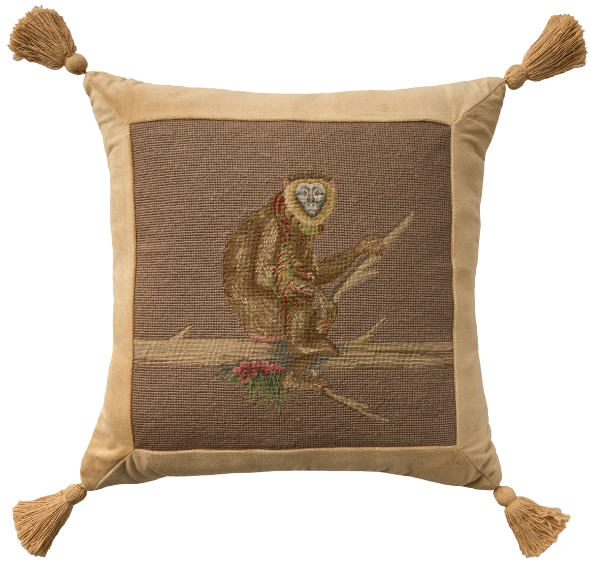Vintage Pillow V8272 Taupe 19" x 19" Throw Pillows