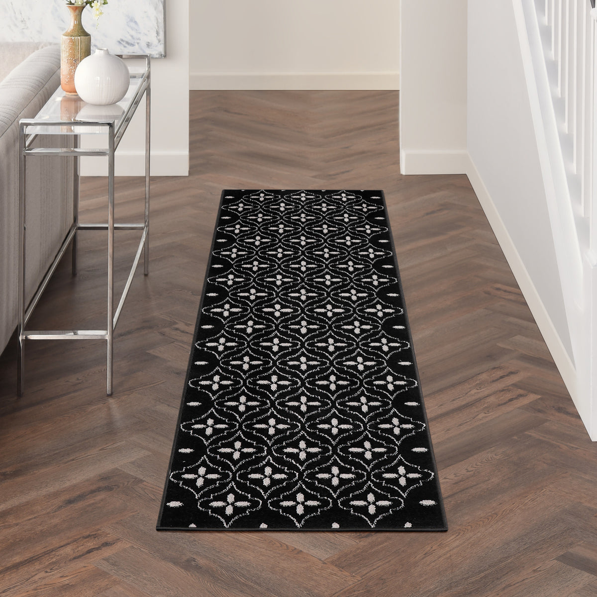 Nourison Essentials NRE04 Black Ivory Rug