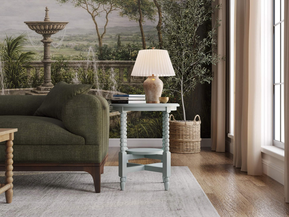 Cholet Round End Table in Vintage Fennel Green
