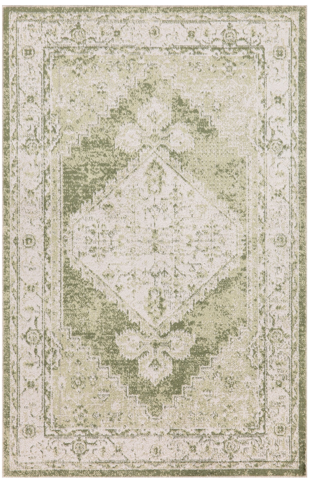 Astra Machine Washable ASW11 Ivory Green Rug