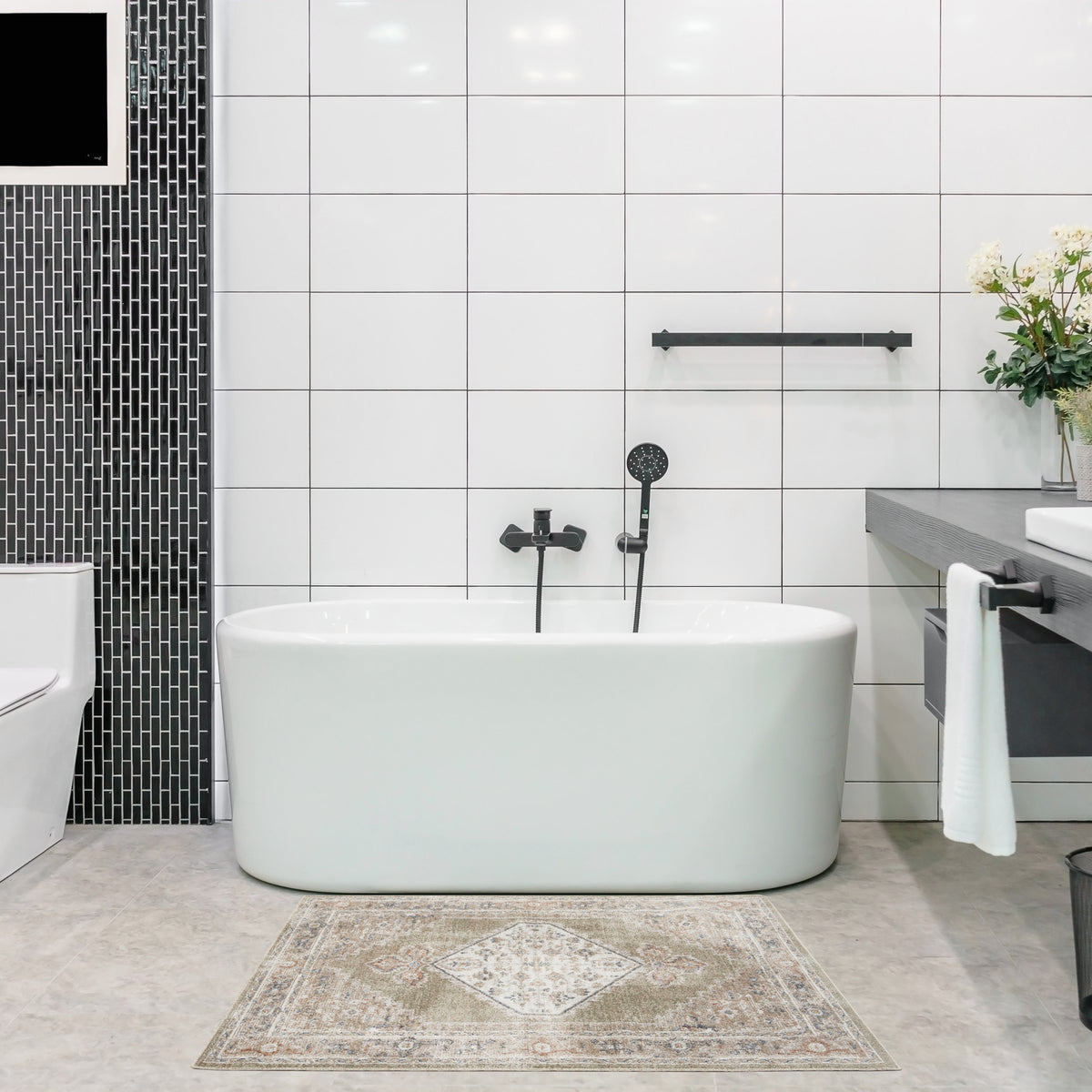 Astra Machine Washable ASW11 Sage Multi Rug