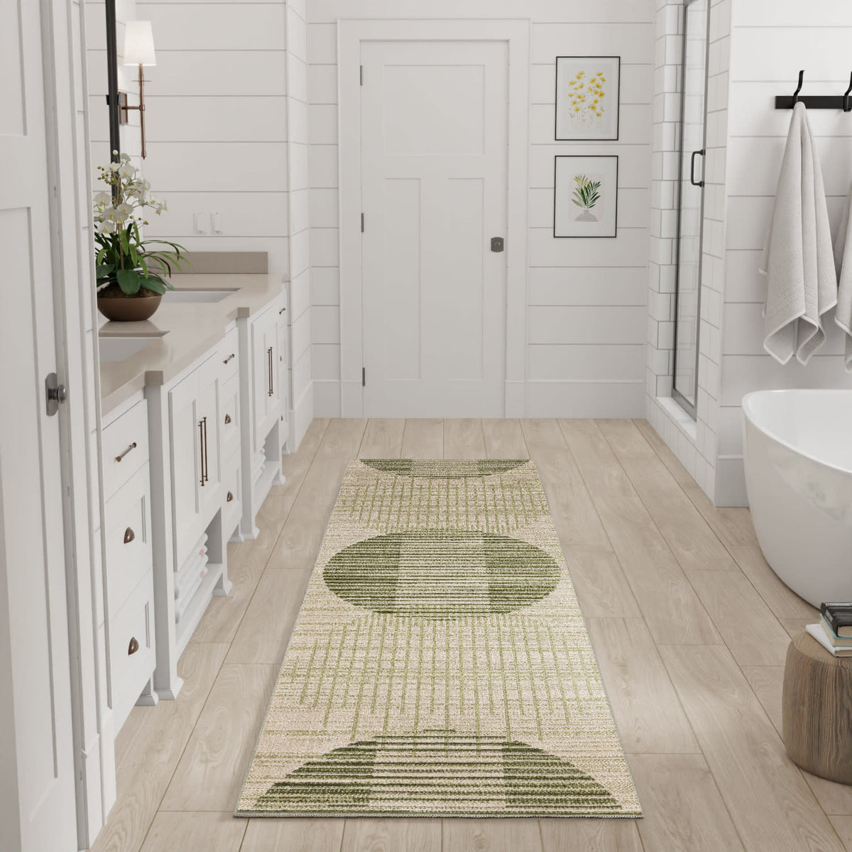 Astra Machine Washable ASW03 Ivory Olive Rug