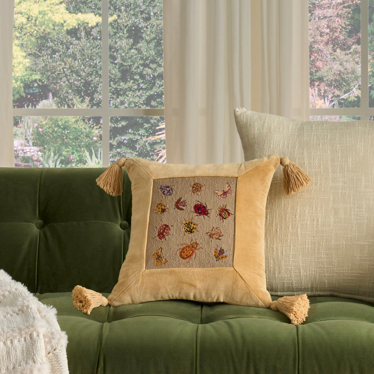 Vintage Pillow V8048 Beige 15" x 15" Throw Pillows