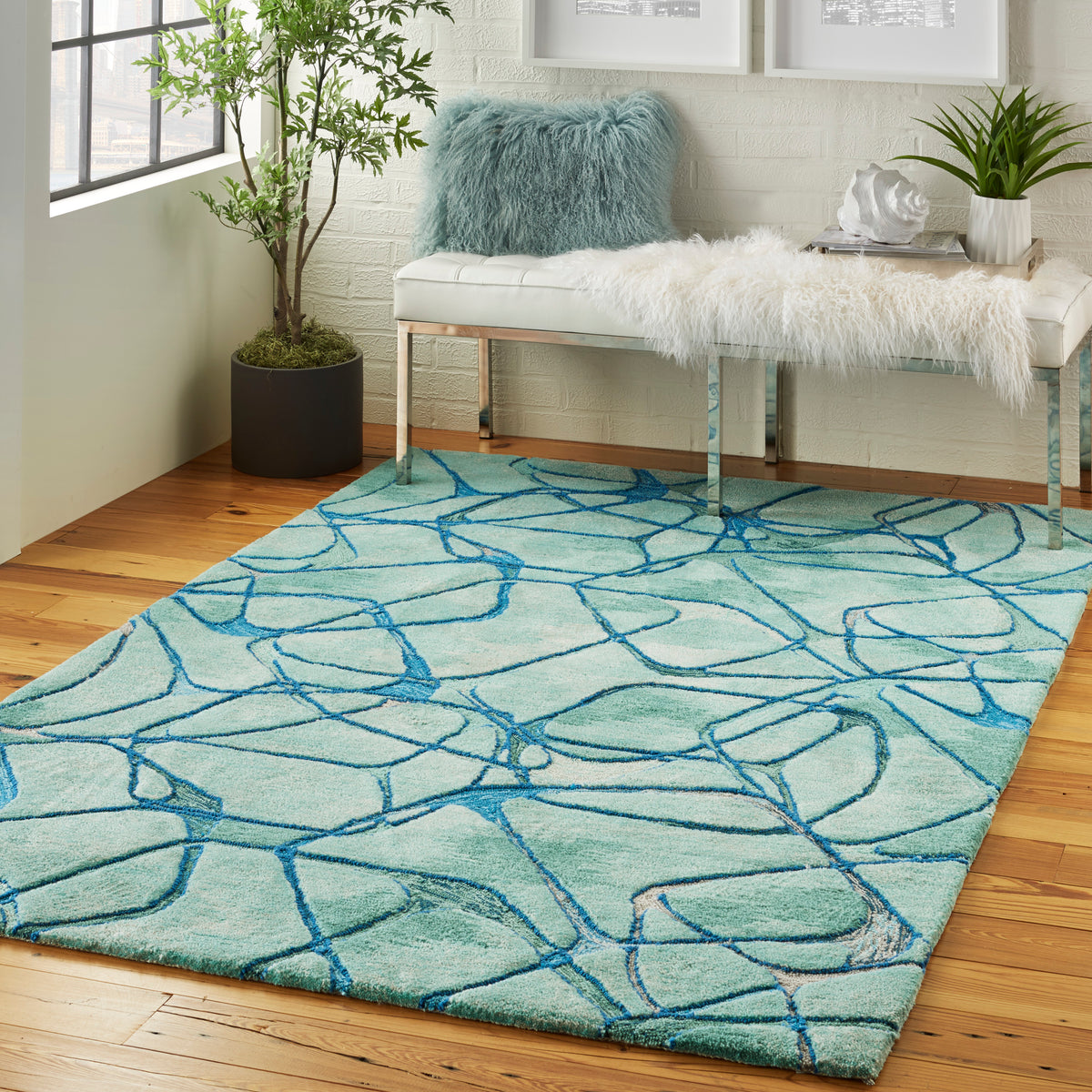 Symmetry SMM05 Aqua Blue Rug