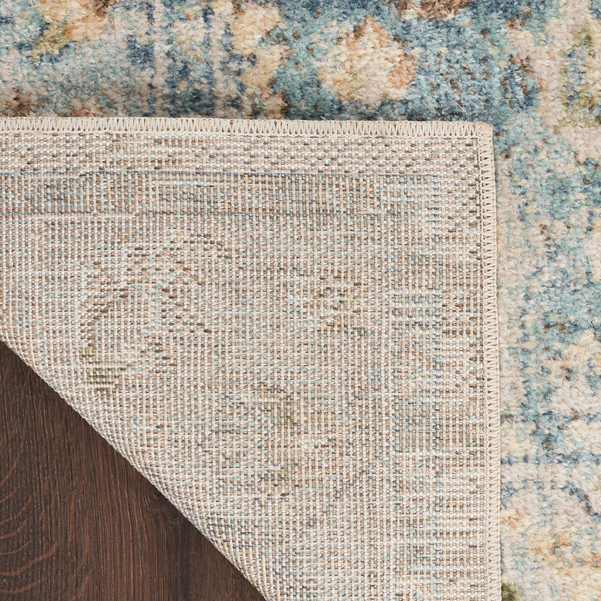 Astra Machine Washable ASW12 Beige Blue Rug