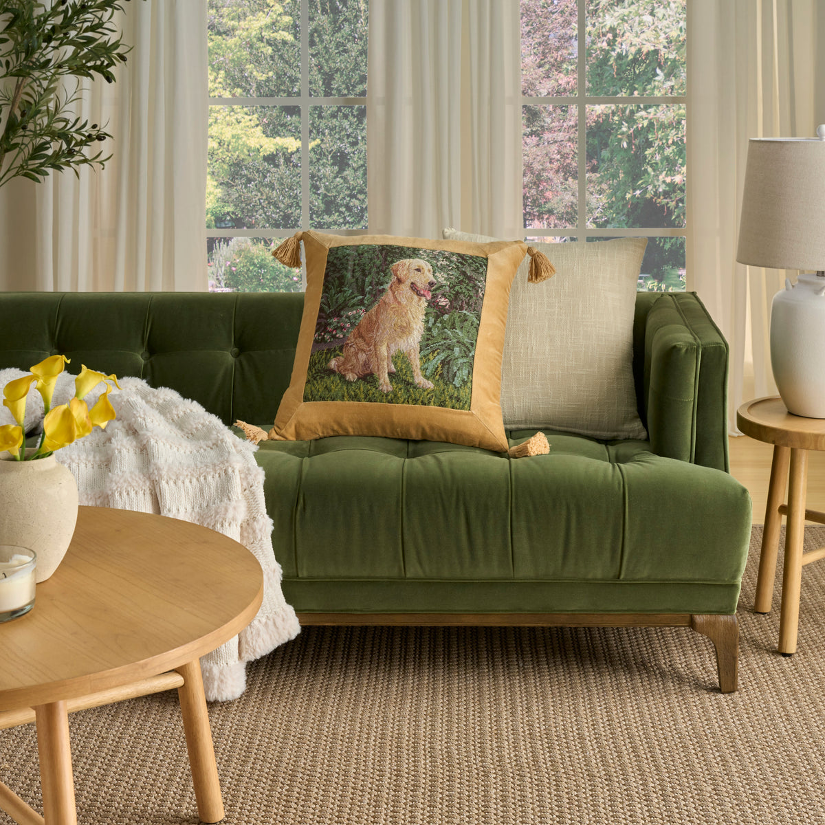 Vintage Pillow V6045 Green 20" x 20" Throw Pillows
