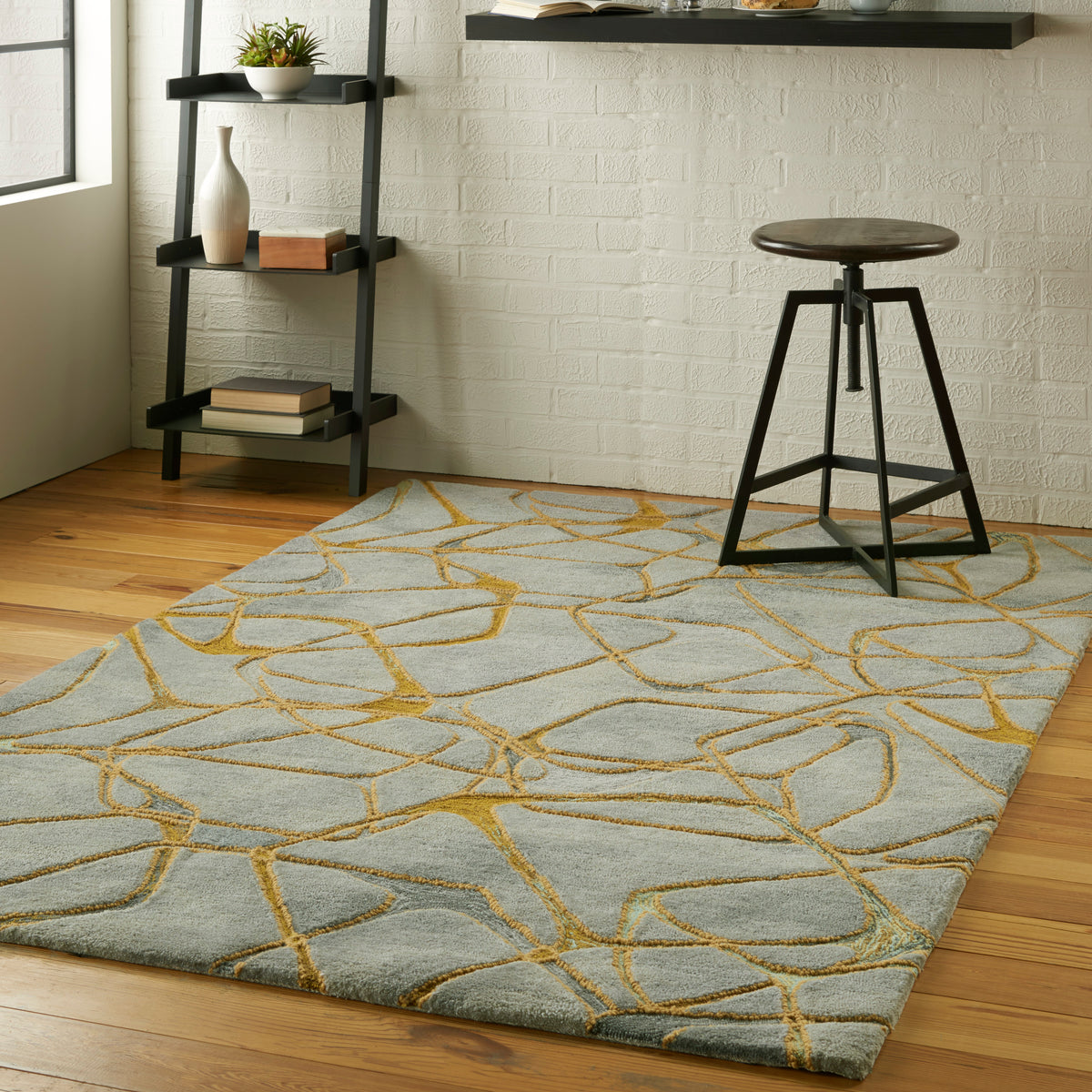 Symmetry SMM05 Grey Yellow Rug