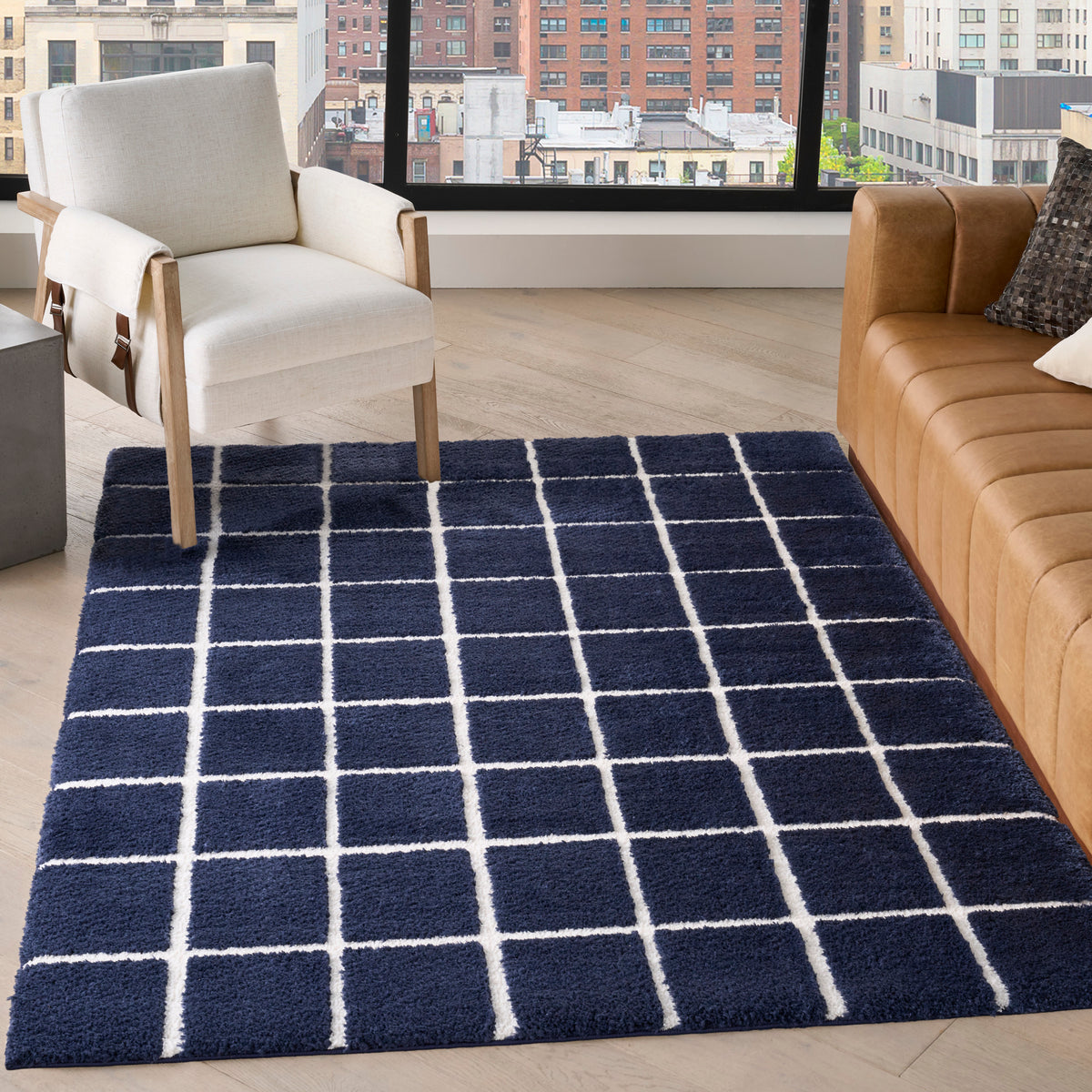 West End Ave WTE01 Navy Ivory Rug