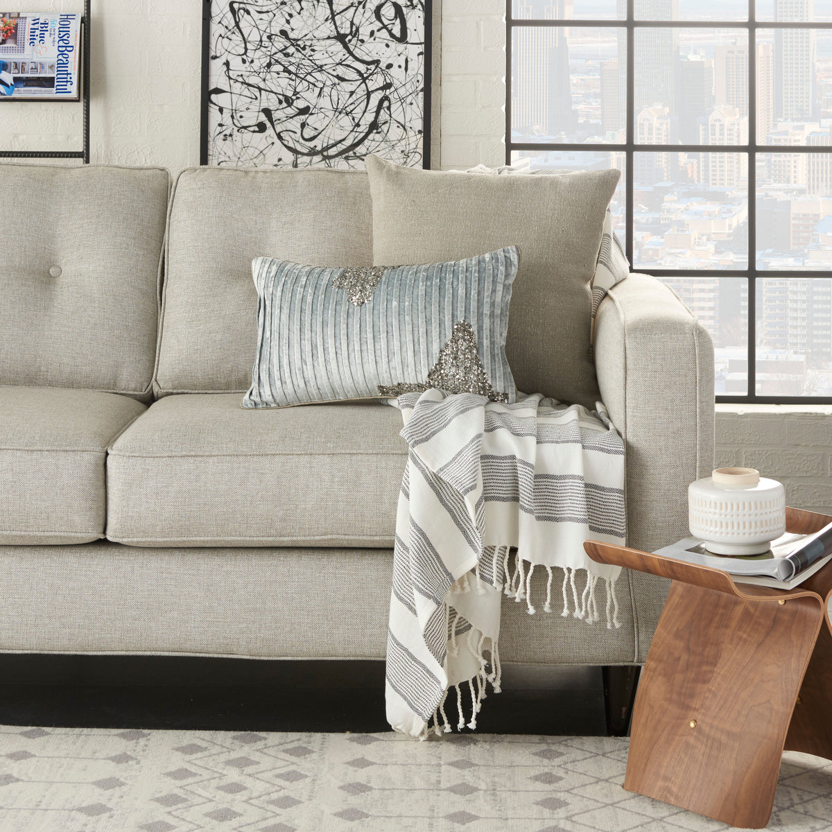 Sofia PN949 Powder 12" x 20" Throw Pillows