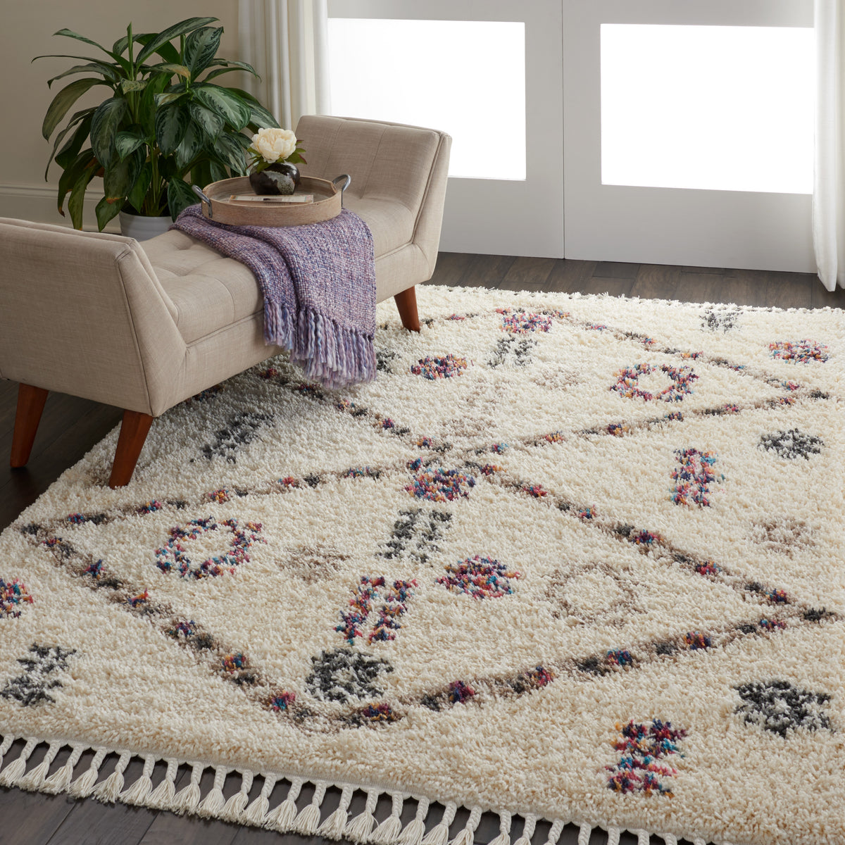 Denmark Shag DNK01 Ivory Rug