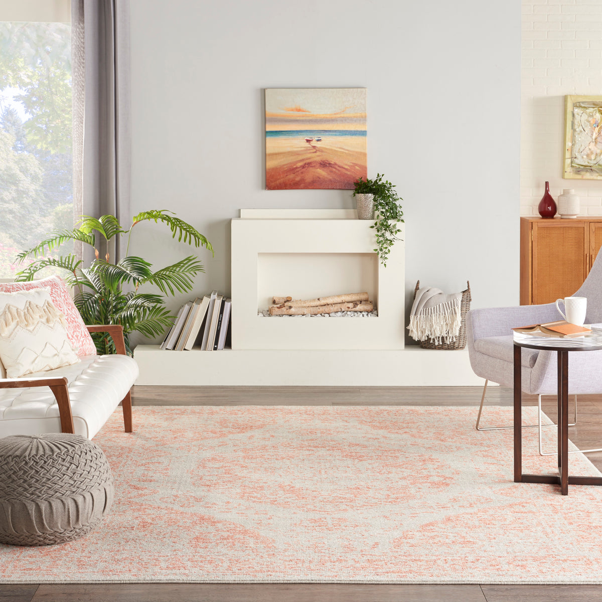 Tranquil TRA05 Ivory Pink Rug