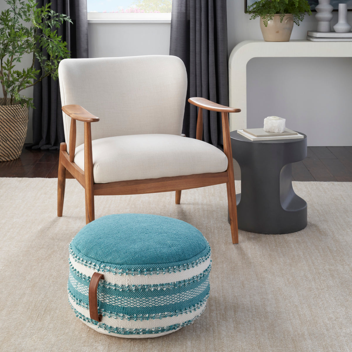 Outdoor Pillows VJ088 Turquoise 20" x 20" x 12" Poufs