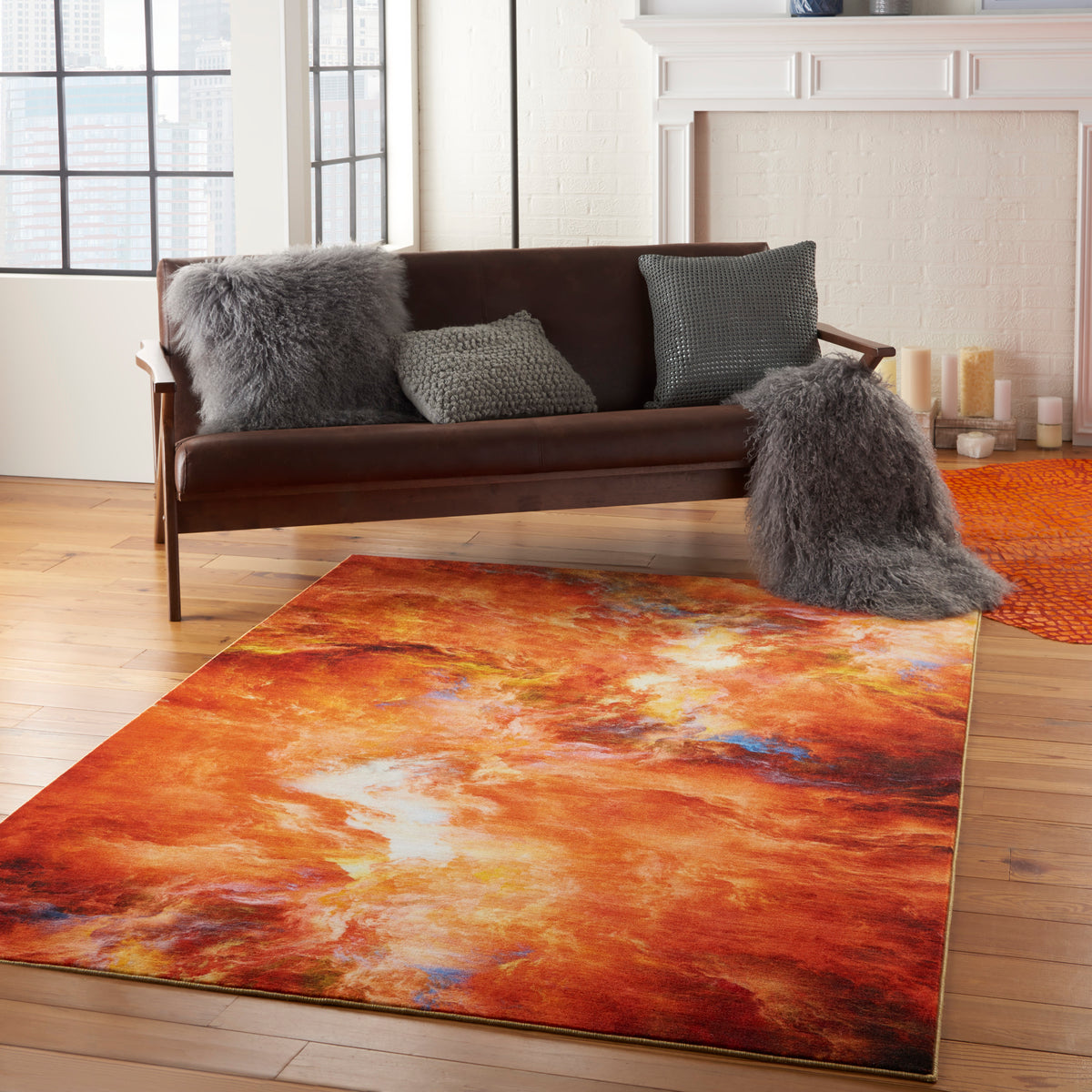 Le Reve LER05 Red Flame Rug