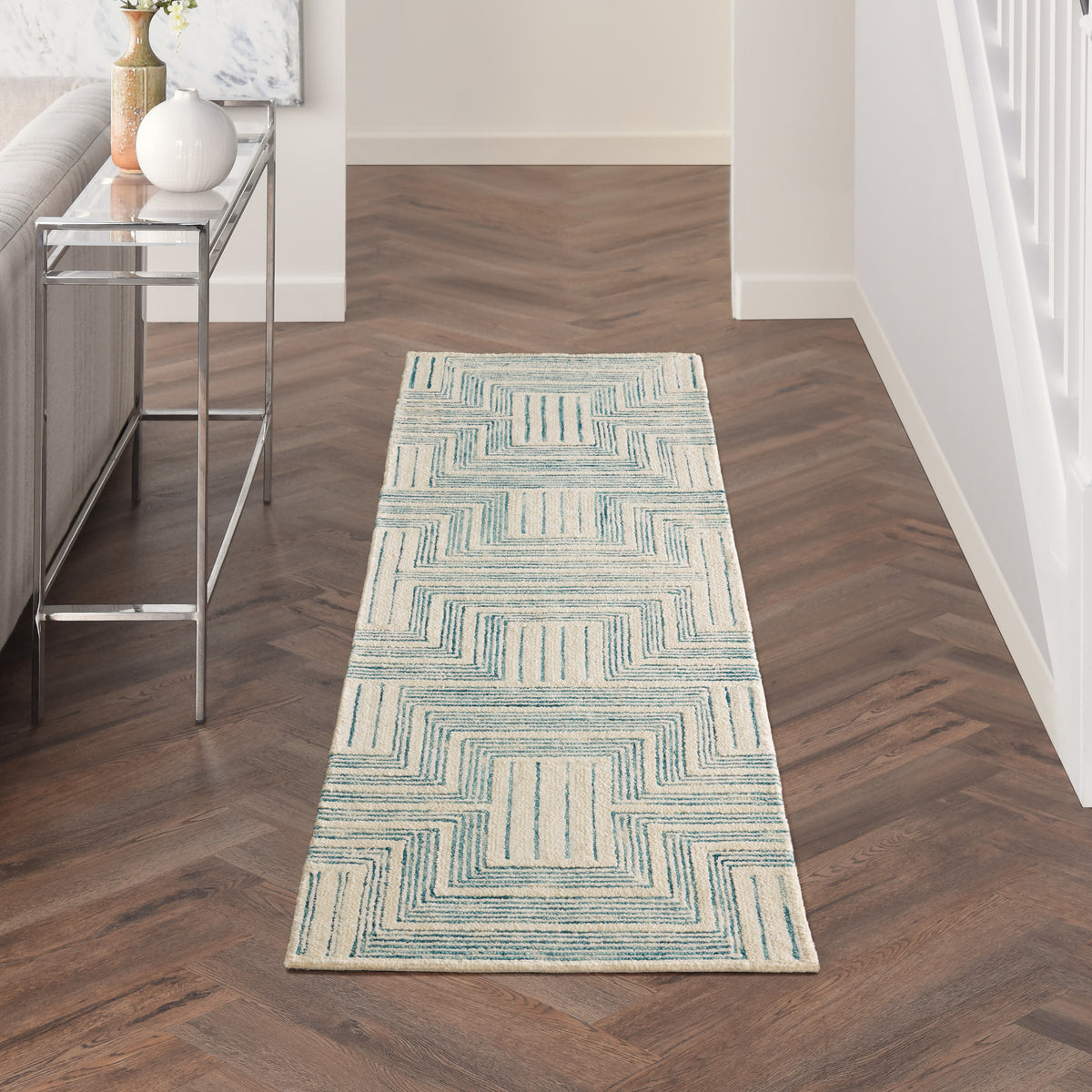 Interlock ITL06 Ivory/Turquoise Rug