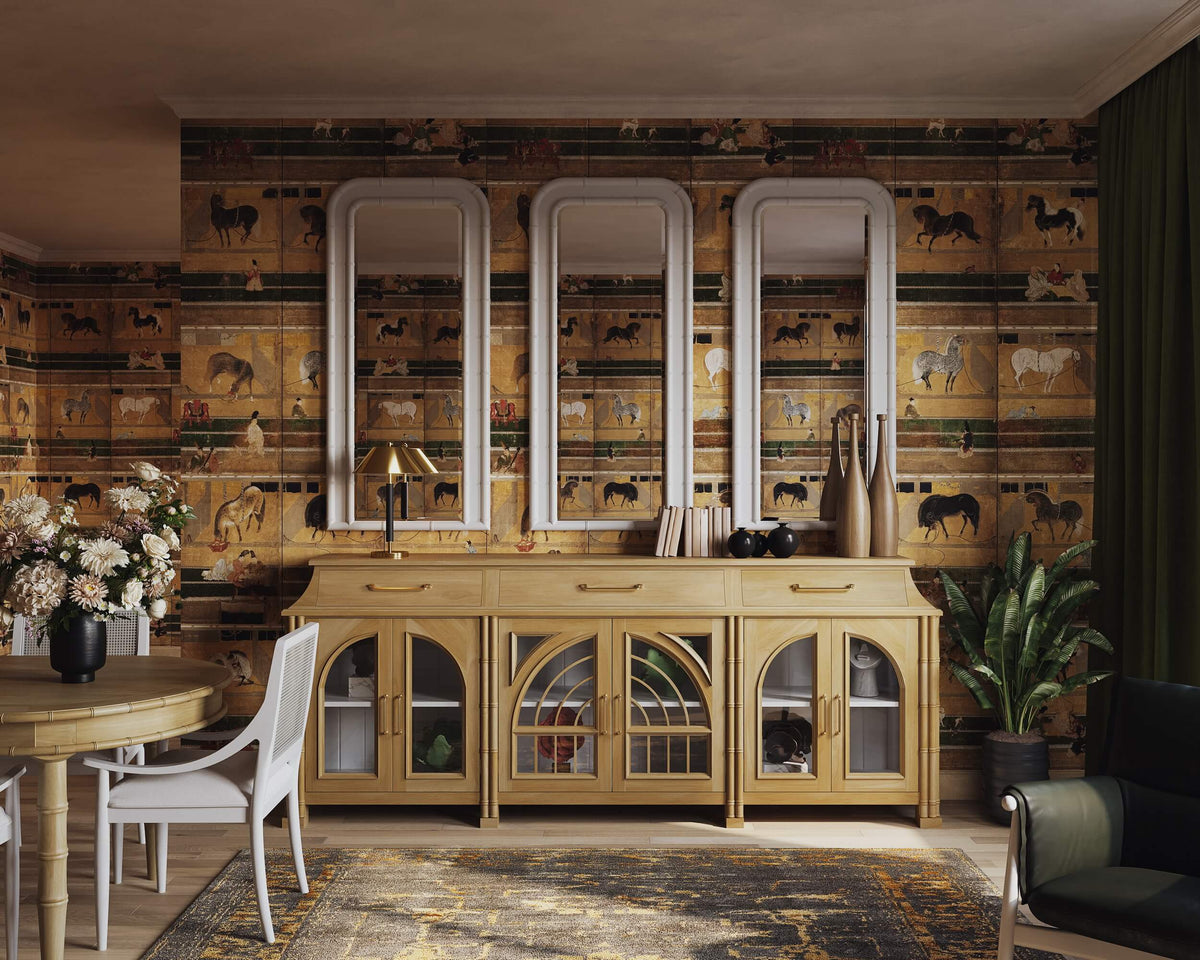 Farringdon Orangery Credenza in Fruitwood w/ True White Interior