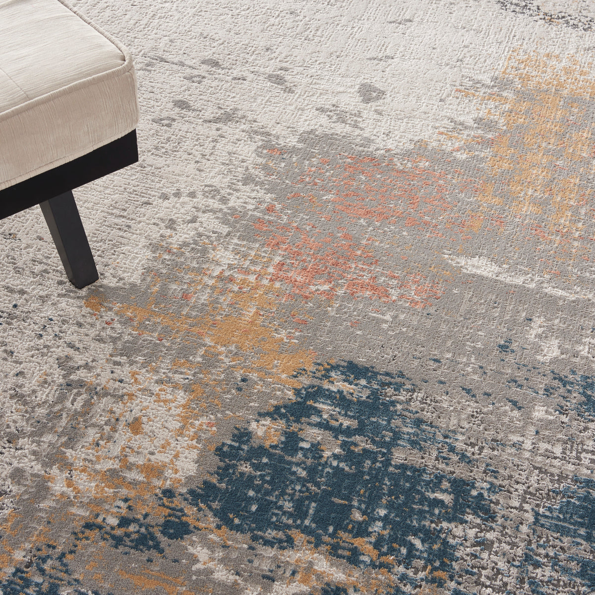Rustic Textures RUS13 Grey Blue Rug