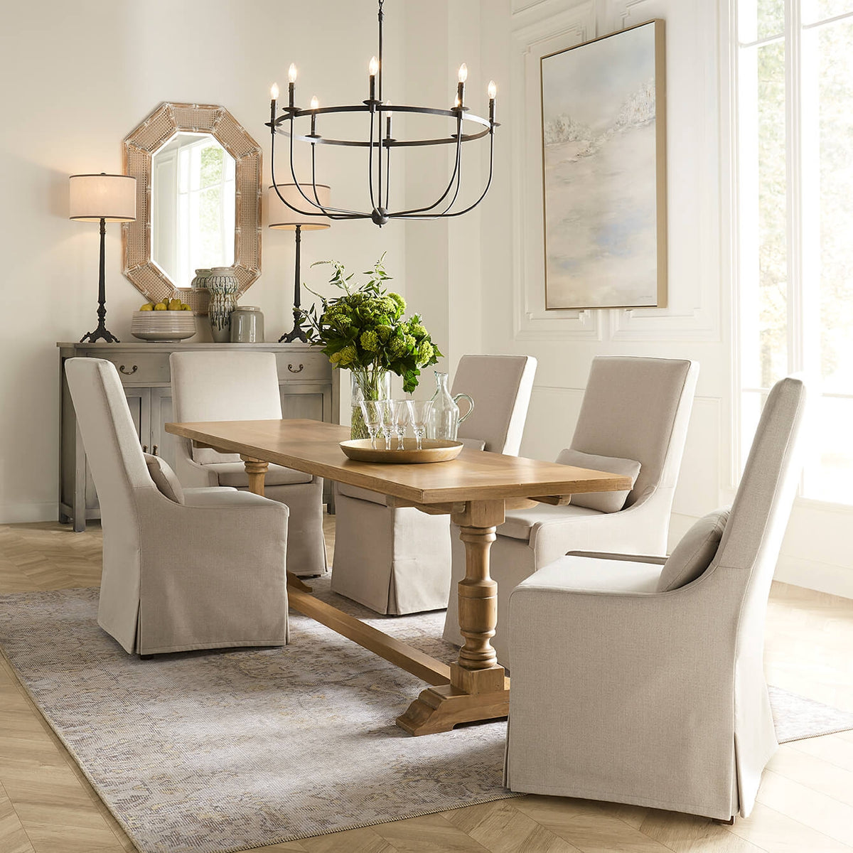 Sierra Modern Slipcovered Dining Chair w/o Castors in Camelot Performance Fabric