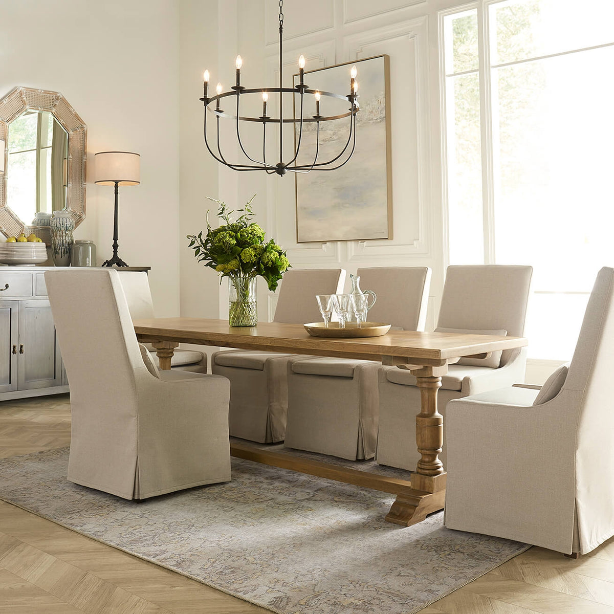 Sierra Modern Slipcovered Dining Chair w/o Castors in Camelot Performance Fabric