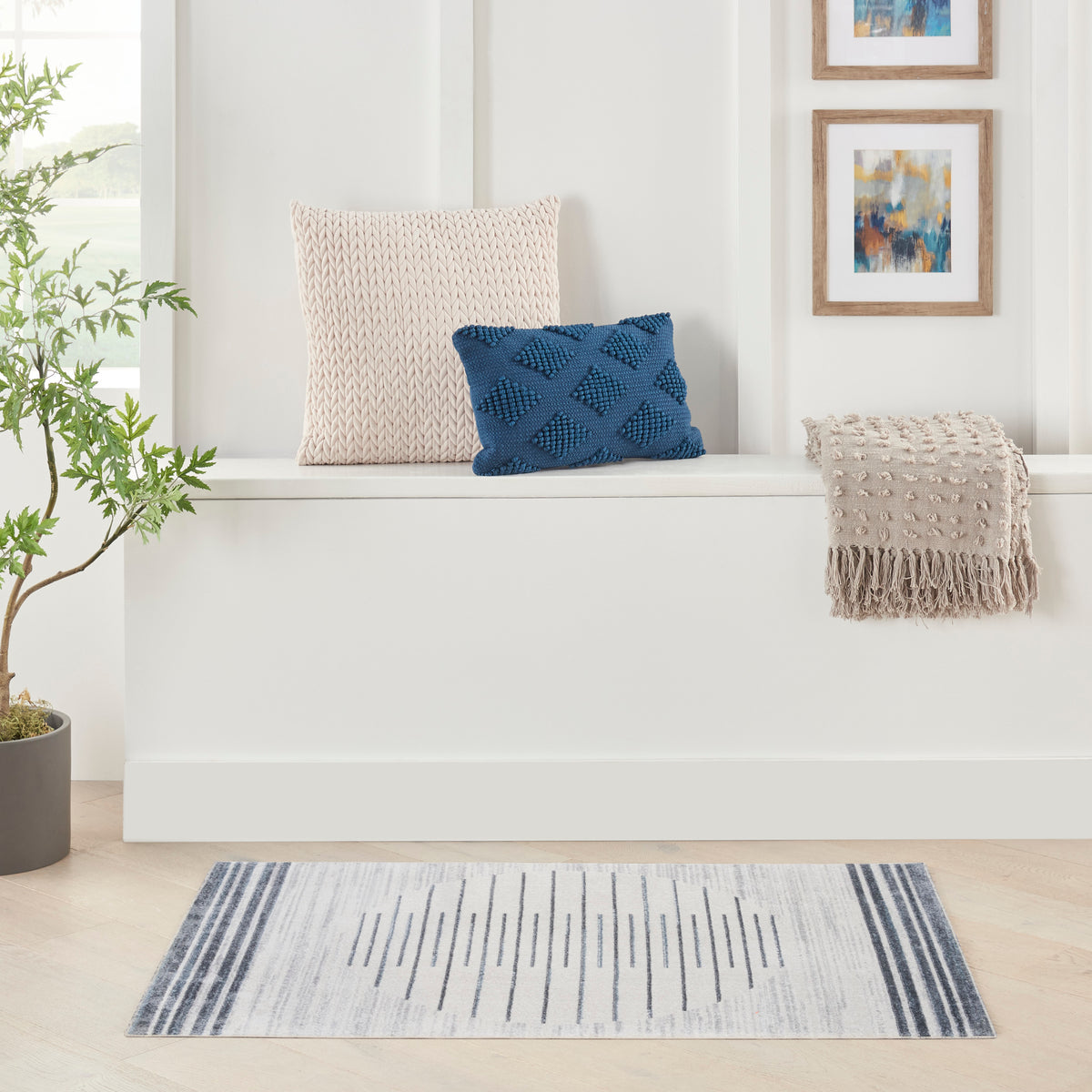 Astra Machine Washable ASW04 Ivory Blue Rug