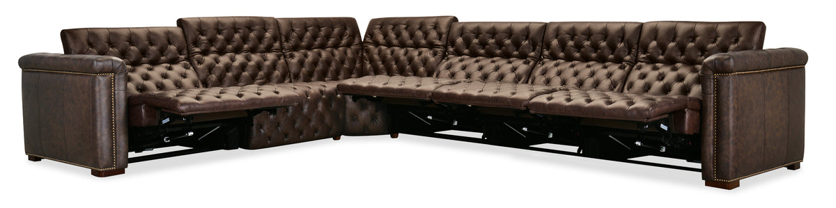 Savion Deux 6 Seat Sectional with Four Power Recliners and Seven Power Headrests