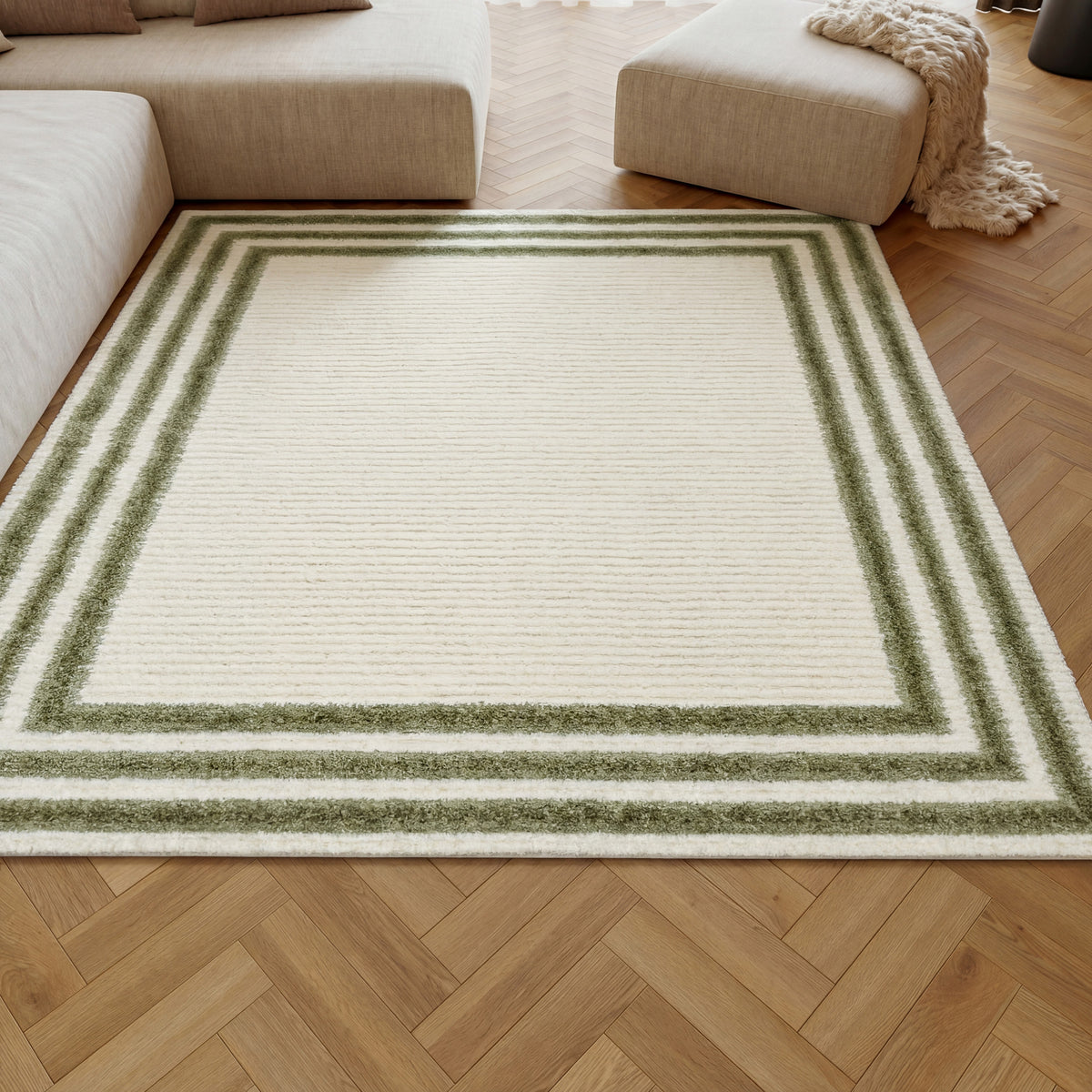 Pacific Shag PCS03 Ivory Green Rug