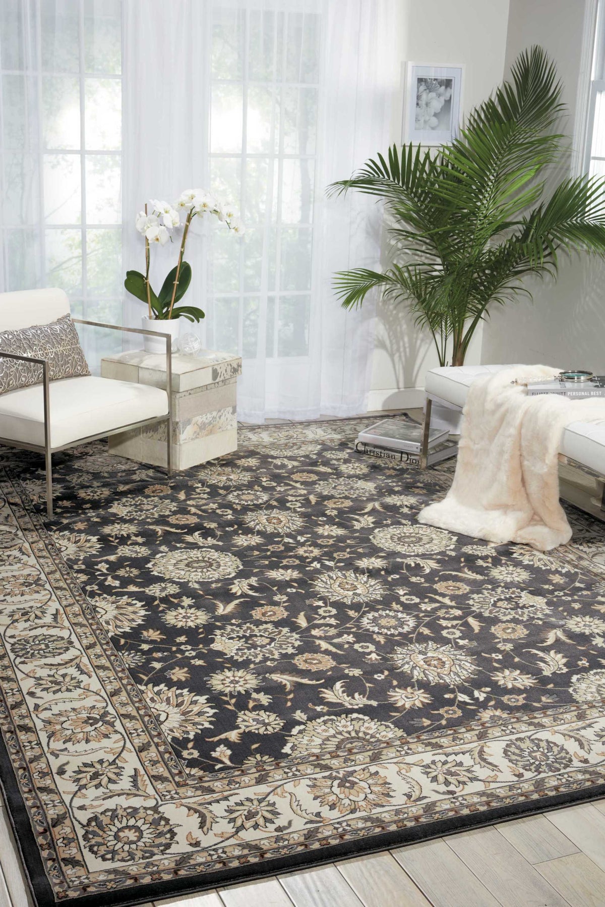 Persian Crown PC002 Charcoal Ivory Rug