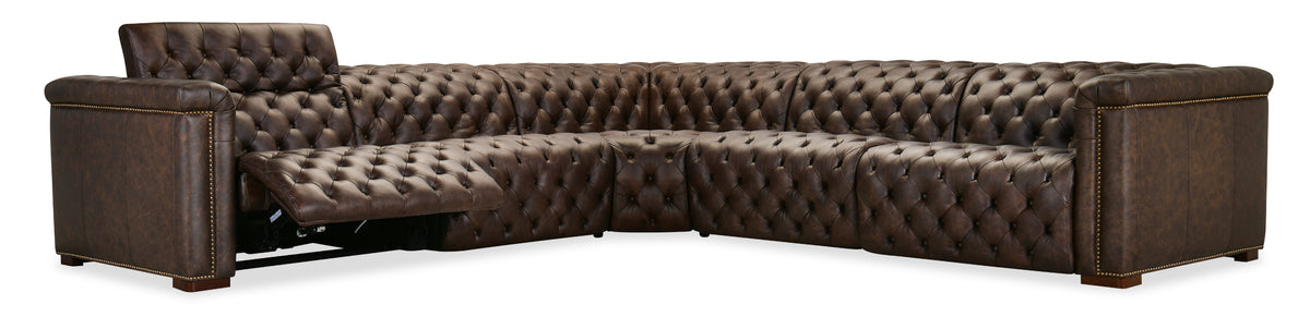 Savion Deux 5 Seat Sectional with Four Power Recliners and Six Power Headrests