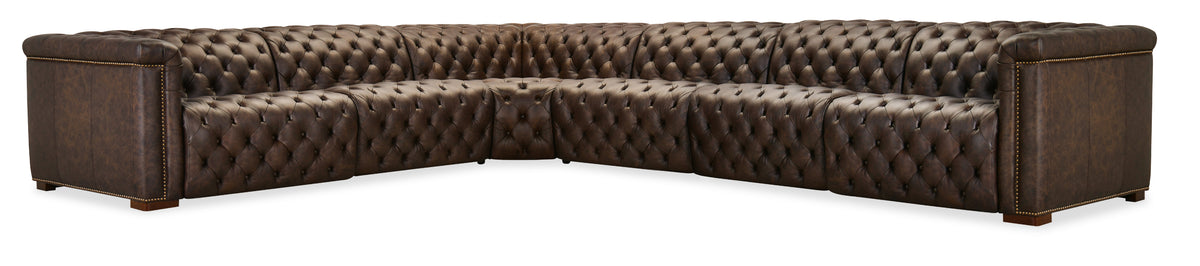 Savion Deux 6 Seat Sectional with Four Power Recliners and Seven Power Headrests